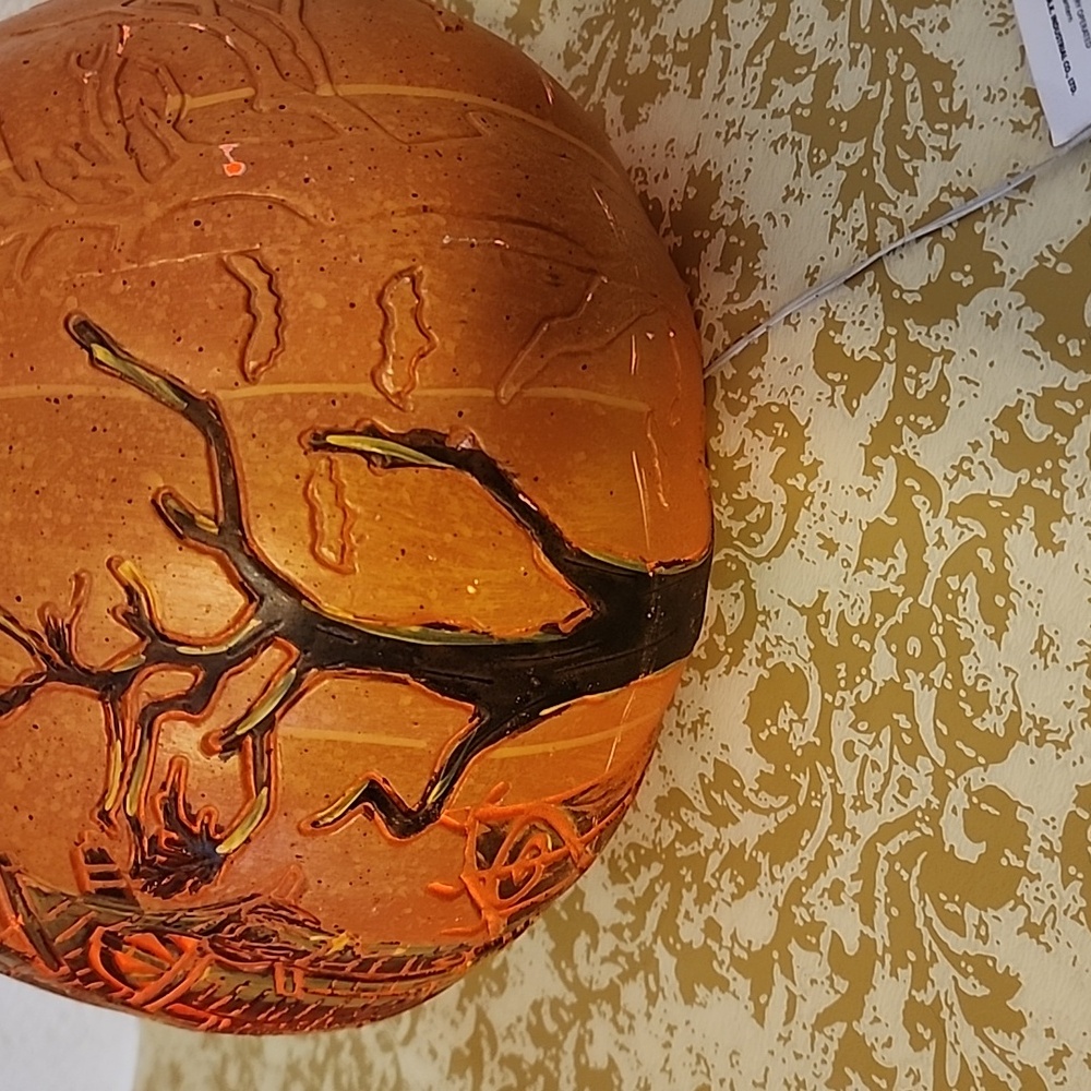 Orange Halloween Pumpkin with Haunted House Design - Picture 3 of 8